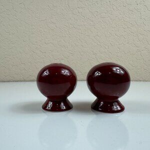 Fiesta Ball Salt Pepper Shaker Set Cinnabar Maroon Retired Fiestaware Dinnerware